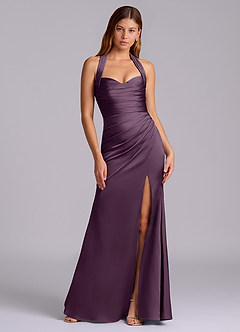 Azazie Destiny At-home Try On Dresses Sangria Mermaid Sweetheart Neckline Stretch Satin Dress image7