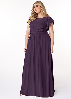 Azazie Daphne Modest Bridesmaid Dresses A-Line Ruffled Chiffon Floor-Length Dress image3