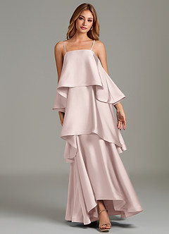 Azazie Azalea Bridesmaid Dresses Blushing Pink A-Line Ruched Stretch Satin Dress image6