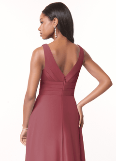 Azazie Julianna At-home Try On Dresses Butterscotch A-Line Chiffon Dress image4