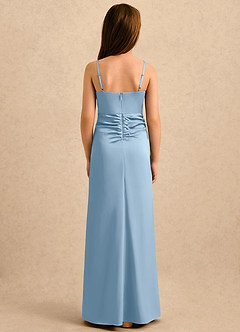 Azazie Shyla Girls Formal Jurken voor bloemenmeisjes Kolom Jurk van Stretch Satijn Geplooide Poederblauw image2
