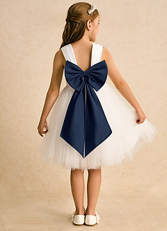 Azazie Dimple Flower Girl Dresses Ivory Dark Navy Ball-Gown Lace Tulle Dress image1