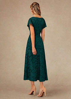 Azazie Vera Kleider für die Brautmutter A-Linie Plissee Blumen-Burnout Kleid Kiefer image3