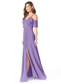 Azazie Dakota Bridesmaid Dresses Tahiti A-Line V-Neck Pleated Chiffon Dress image3