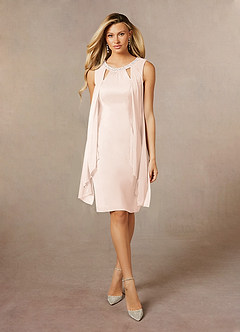 Azazie Viviana Mother of the Bride Dresses Blushing Pink A-Line Sequins Mesh Dress image1