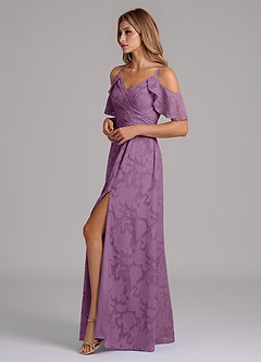 Azazie Dakota Bridesmaid Dresses Wisteria A-Line Off the Shoulder Floral Burnout Dress image6