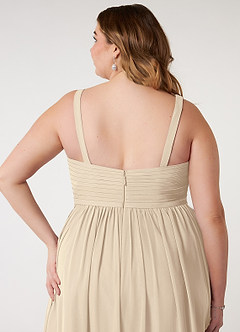 Azazie Chanel Bridesmaid Dresses Champagne A-Line Pleated Chiffon Dress image11
