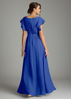 Azazie Daphne Modest Bridesmaid Dresses A-Line Ruffled Chiffon Floor-Length Dress image2