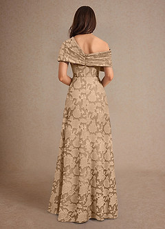 Azazie Milton Kleider für die Brautmutter A-Linie Plissee Blumen-Burnout Kleid Champagner image2