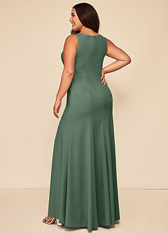 Azazie Rogue Bridesmaid Dresses Eucalyptus Mermaid Scoop Side Slit Stretch Crepe Dress image8