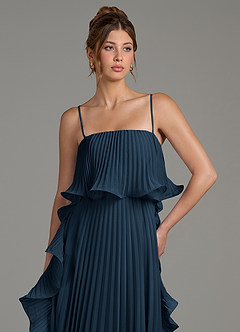 Azazie Alexia Bridesmaid Dresses Dark Navy A-Line Ruched Chiffon Dress image2