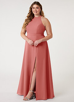Azazie Clarice Robes à essayer chez vous Robe Trapèze en Mousseline de soie Dos nu Agave image11