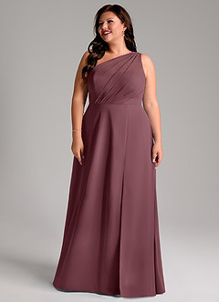 Azazie Phaedra Bridesmaid Dresses Sangria A-Line One Shoulder Chiffon Dress image16