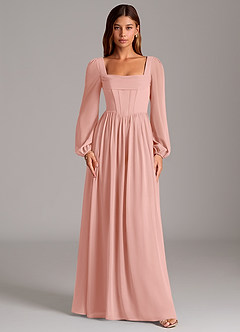 Azazie Maree Bridesmaid Dresses Rosette A-Line Corset Chiffon Dress image5