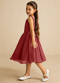 Azazie Ari Flower Girl Dresses Rust A-Line Sleeveless Chiffon Dress image4