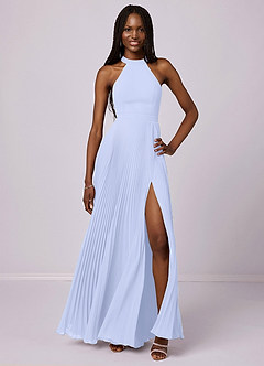 Barbie ♥ Azazie Robes de demoiselle d'honneur Robe Trapèze en Mousseline de soie Plissée Lavande image1