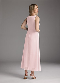 Azazie Anitta Mother of the Bride Dresses Blushing Pink Jumpsuit/Pantsuit Pleated Stretch Crepe Dress image5