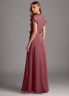 Azazie Nico Bridesmaid Dresses Desert Rose A-Line V-Neck Stretch Satin Dress image5