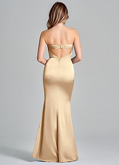 Azazie Olea 신부 들러리 드레스 인어 스트랩리스 스트레치 새틴 바닥 길이 드레스 image4