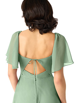 Azazie Chloe Jurken voor bruidsmeisjes Jurk van Chiffon met A-Lijn Sweetheart Halslijn Matcha image3