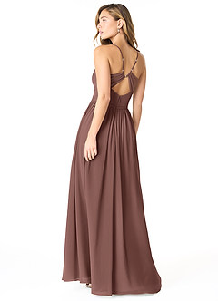Azazie Cora Bridesmaid Dresses Espresso A-Line Pleated Chiffon Dress image2