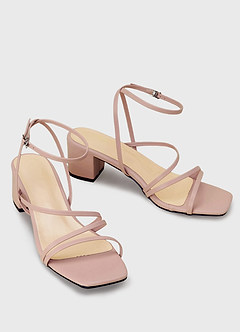 front Strips Ankle Wrap Medium Heel Sandals