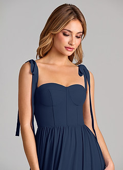 Azazie Anastacia Bridesmaid Dresses Dark Navy A-Line Sweetheart Neckline Chiffon Dress image7