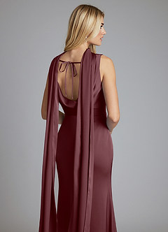 Azazie Tallie Bridesmaid Dresses Sangria Mermaid Pleated Stretch Satin Dress image3