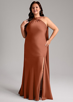 Azazie Kinsley Bridesmaid Dresses Cedar Rose Mermaid Side Slit Stretch Satin Dress image11