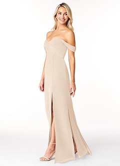 Azazie Joretta Robes de demoiselle d'honneur Robe Trapèze Convertible en Mousseline de soie Encolure en Forme de Cœur Albâtre Blanc image4