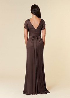 Azazie Reneya Final Sale Mulberry A-Line Pleated Mesh Dress image4