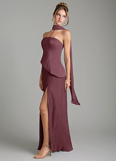 Azazie Tierney Bridesmaid Dresses Sangria A-Line Strapless Chiffon Convertible Dress image8