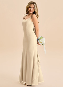 Azazie Lioren Junior Champagne Mermaid Bow Chiffon Dress image2