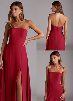 Azazie Wren Bridesmaid Dresses Scarlet A-Line Side Slit Chiffon Convertible Dress image9