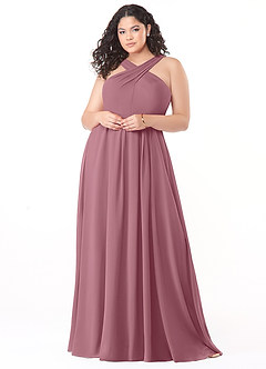 Azazie Dixie Bridesmaid Dresses Vintage Mauve A-Line Halter Pleated Chiffon Dress image7