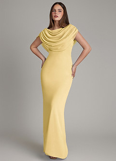 Azazie Hadley Bridesmaid Dresses Butter Mermaid Pleated Chiffon Dress image10