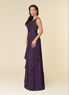 Azazie Xella Mère de la mariée Robes Robe Trapèze en Mousseline de soie Dentelle Prune image2