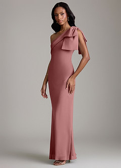 Azazie Yuanna Bridesmaid Dresses Desert Rose Mermaid One Shoulder Chiffon Dress image5