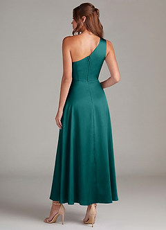 Azazie Brooke Suknie dla druhen Linia A Jedno ramię Satyna elastyczna Długość kostki Sukienka image7