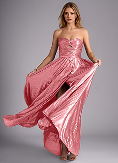 Stella Cadente Rose Quartz A-line Metallic Prom Dress image4