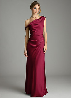 Azazie Emerson Bridesmaid Dresses Burgundy Mermaid Off the Shoulder Stretch Satin Dress image4
