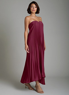 Azazie Rayna Bridesmaid Dresses Mulberry A-Line Strapless Stretch Satin Dress image5
