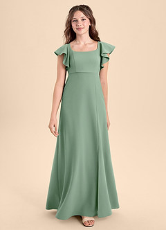 Azazie Bondi Junior Vestido de Matcha de Crepé elástico de Corte En A con Corte Lateral image1