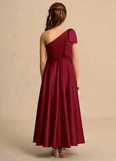 Azazie Guppy Girl Flower Girl Klänningar Klä A-Line i Matt satäng Ena axeln image2