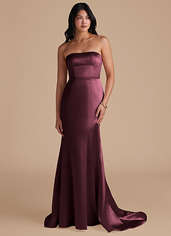Azazie Aura Vestidos de damas de honor Vestido de Cabernet de Satén Metálico de Corte Sirena Convertible image1