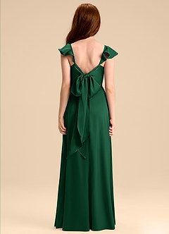 Azazie Everett Junior A라인 절하다 스트레치 새틴 플로어 길이 주니어 신부 들러리 드레스 image2