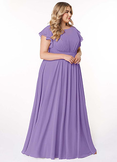 Azazie Daphne Modest Bridesmaid Dresses A-Line Ruffled Chiffon Floor-Length Dress image10