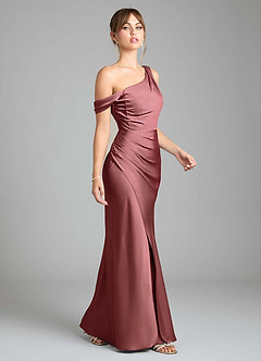 Azazie Madelyn Bridesmaid Dresses Amethyst Mermaid One Shoulder Stretch Satin Convertible Dress image5