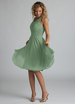 Azazie Grace Bridesmaid Dresses Matcha A-Line Pleated Chiffon Dress image3