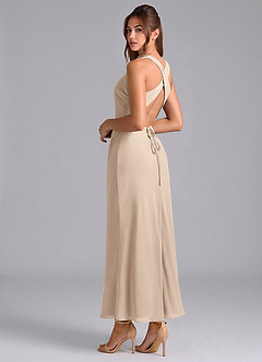 Azazie Evadne 신부 들러리 드레스 쉬스 주름진 쉬폰 발목 길이 드레스 image2